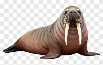 Cartoon Walrus With Long Tusks PNG