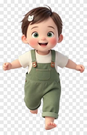 Happy Cartoon Child Running PNG