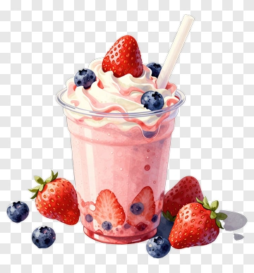Strawberry Milkshake With Berries PNG