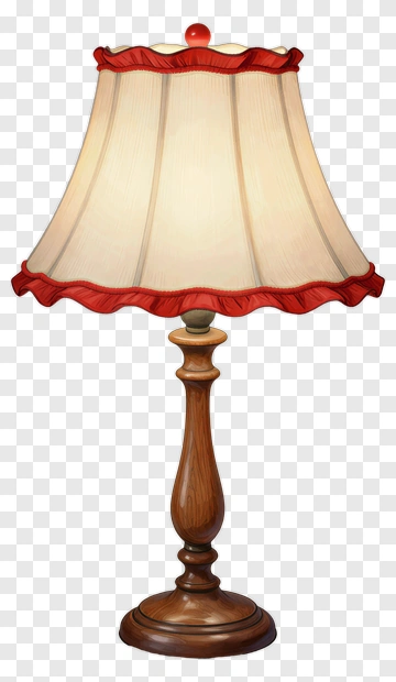 Table Lamp With Red Shade PNG