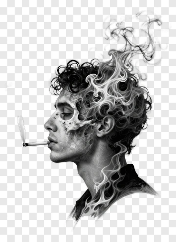 Surreal Portrait Of A Man Smoking PNG