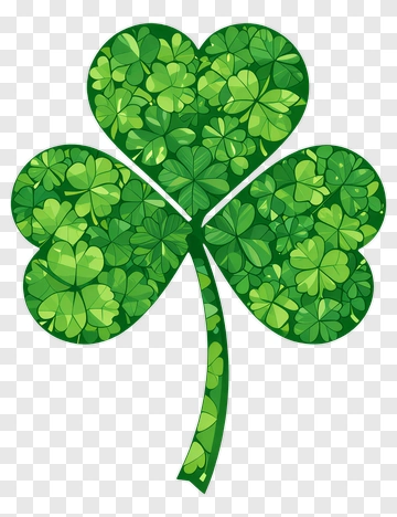 Colorful Shamrock With Leafy Details PNG