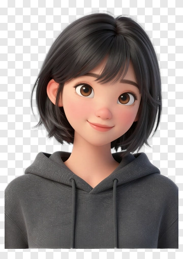 3D Young Woman Smiling In A Hoodie PNG