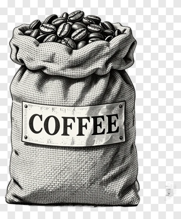 Coffee Bag Filled With Coffee Beans PNG