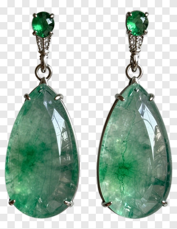 Green Gemstone Earrings PNG