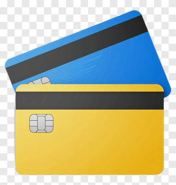 Credit Cards In Blue And Yellow PNG
