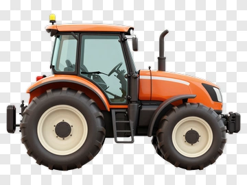 3D Orange Tractor PNG