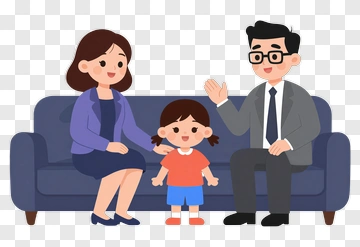 Cartoon Family Sitting On A Couch PNG