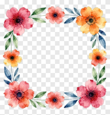 Colorful Floral Frame PNG