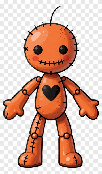 Cartoon Orange Doll With Heart PNG
