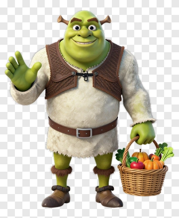 Shrek Holding A Basket Of Vegetables PNG