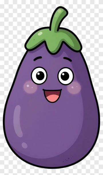 Cartoon Eggplant With A Happy Face PNG