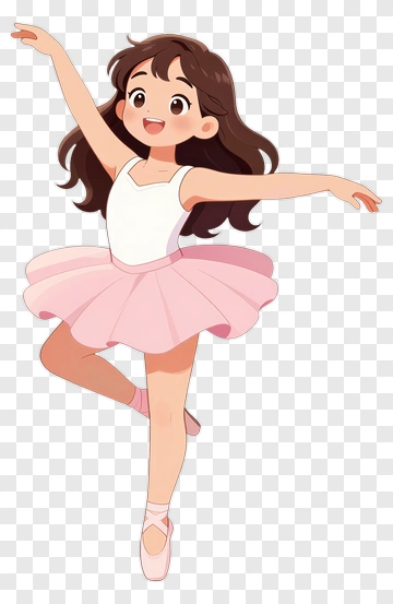 Cartoon Ballerina Dancing Gracefully PNG
