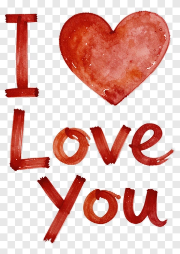 I Love You Heart Watercolor Art PNG