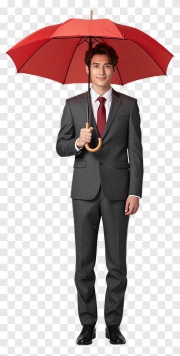 Businessman Holding A Red Umbrella PNG