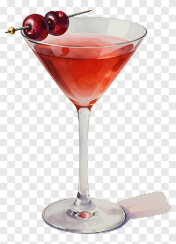 Cocktail Glass With Cherries PNG