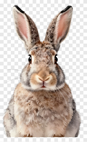 Realistic Rabbit Portrait PNG