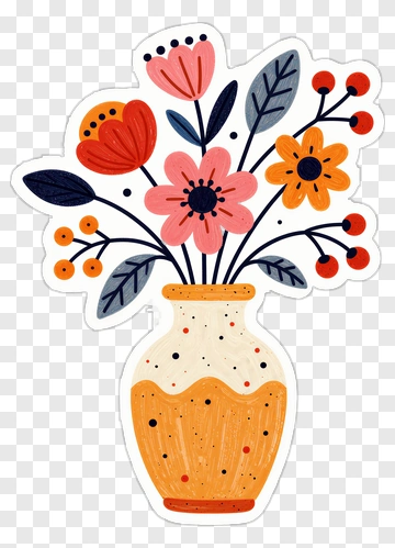 Colorful Flower Bouquet In A Decorative Vase PNG