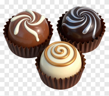 Chocolate Truffles In Decorative Cups PNG