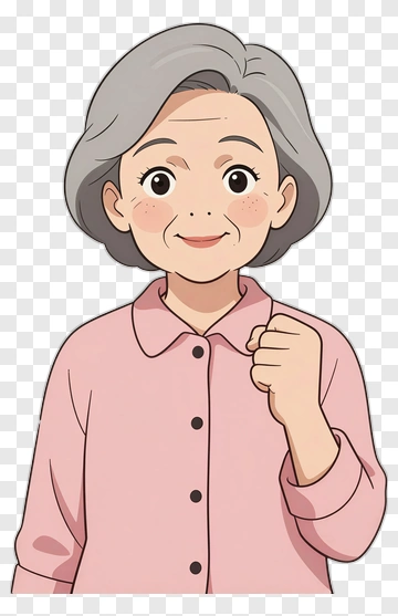 Cartoon Elderly Woman Smiling PNG