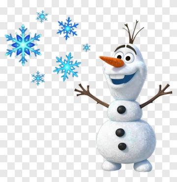 Cartoon Snowman With Snowflakes PNG