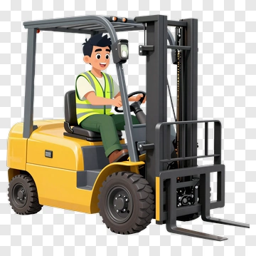 Cartoon Forklift Driver Operating A Forklift PNG