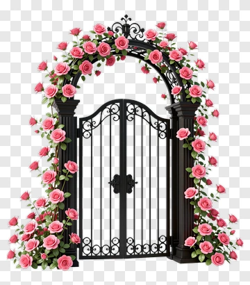 Rose Archway With Decorative Gate PNG