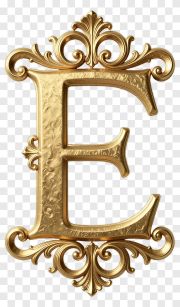 Golden Letter E With Ornate Design PNG