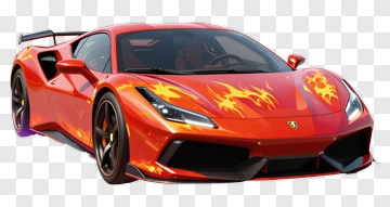 Red Sports Car With Flame Design PNG
