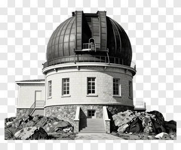 Observatory Building With Dome And Rocks PNG