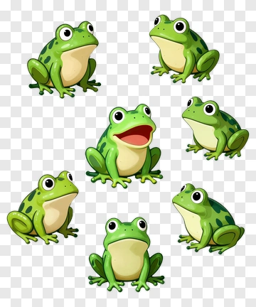 Cartoon Frogs With Different Expressions PNG
