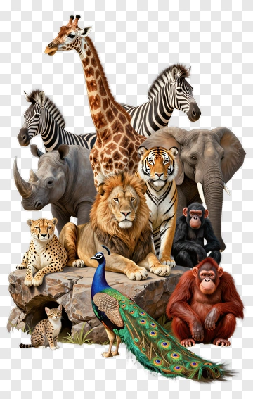Wildlife Animal Group Portrait PNG