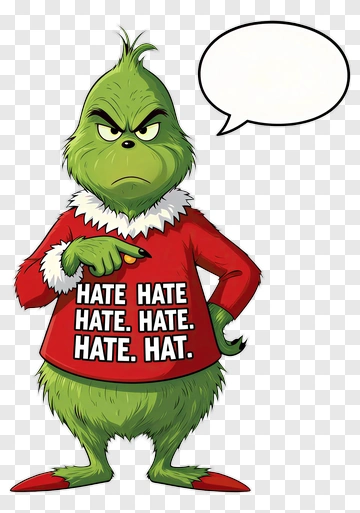 Grinch Wearing A Red Sweater With Hate Text PNG