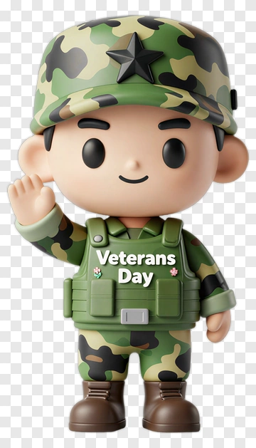 Cartoon Soldier Waving For Veterans Day PNG