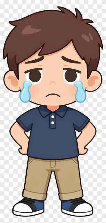 Sad Cartoon Boy With Tears PNG