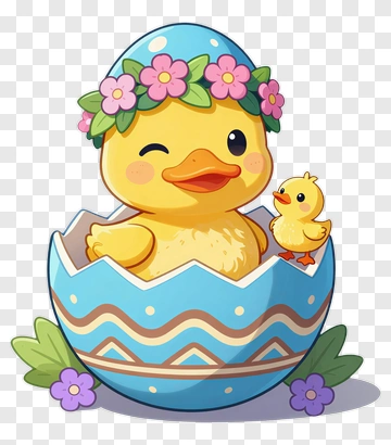 Cartoon Duckling In An Easter Egg PNG