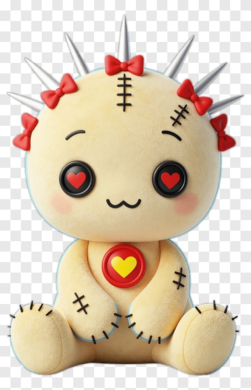 Cartoon Voodoo Doll With Heart Buttons PNG