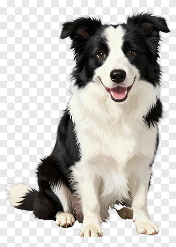 3D Border Collie Sitting And Smiling PNG