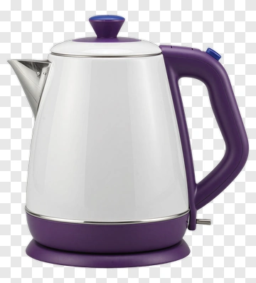 Electric Kettle With Purple And White Design PNG