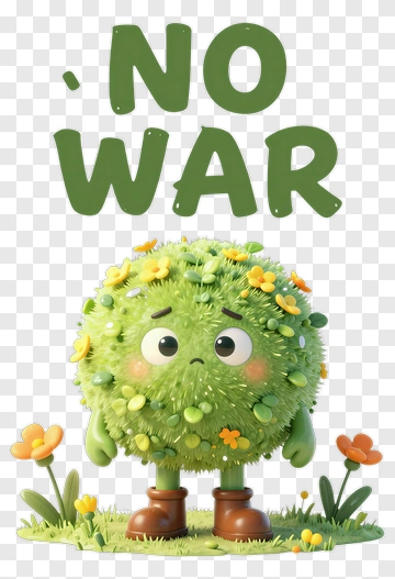 Cartoon Character With No War Message PNG