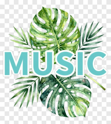 Music With Tropical Leaves PNG