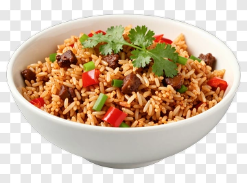 Bowl Of Fried Rice With Vegetables And Beef PNG