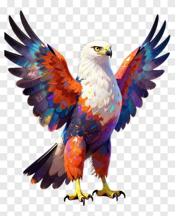 Colorful Eagle With Outstretched Wings PNG