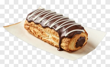 Chocolate Eclair On White Paper PNG