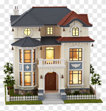 Elegant House With Garden PNG