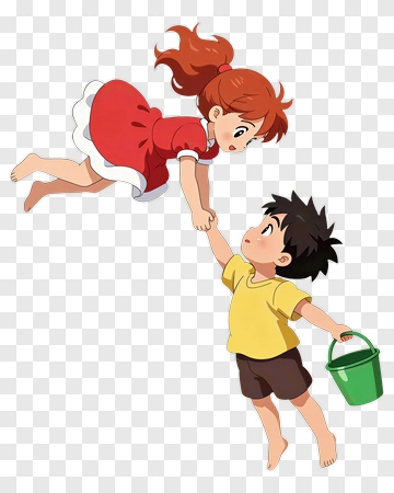 Cartoon Children Holding Hands PNG