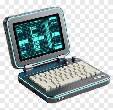 3D Laptop With Retro Screen Display PNG