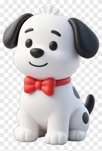 Cartoon Dog With Red Bowtie PNG
