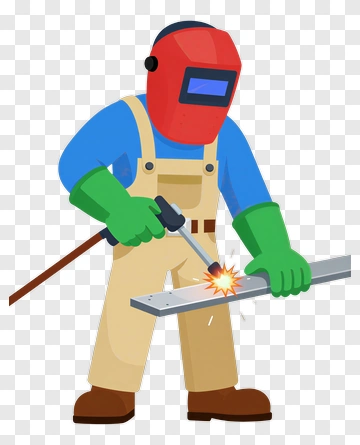 Cartoon Welder Using Welding Torch PNG
