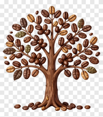Coffee Tree With Beans And Leaves PNG